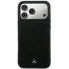 Dėklas Mercedes Leather Crossed Lines MagSafe skirtas iPhone 18 Pro Max/ 17 Pro Max juodas