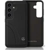 Mercedes Leather Curved Stitches Samsung Galaxy S25 dėklas telefonui juodos spalvos