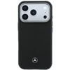 Dėklas Mercedes Leather Semi Wrap Wood Effect MagSafe Case for iPhone 17 Pro Max - Juodas