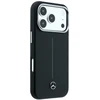 Dėklas Mercedes Leather Semi Wrap Iconic Line MagSafe Case for iPhone 18 Pro Max / 17 Pro Max - Juodas