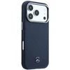 Dėklas Mercedes Leather Semi Wrap Wood Effect MagSafe Case for iPhone 17 Pro Max - Navy Mėlyna
