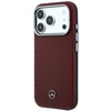 Dėklas Mercedes Leather Semi Wrap Wood Effect MagSafe Case for iPhone 17 Pro - Raudona