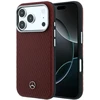 Dėklas Mercedes Leather Semi Wrap Wood Effect MagSafe skirtas iPhone 18 Pro / 17 Pro burgundy