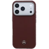 Dėklas Mercedes Leather Semi Wrap Wood Effect MagSafe Case for iPhone 17 Pro - Raudona