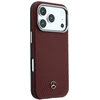 Dėklas Mercedes Leather Semi Wrap Wood Effect MagSafe skirtas iPhone 18 Pro / 17 Pro burgundy