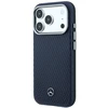 Dėklas Mercedes Leather Semi Wrap Wood Effect MagSafe Case for iPhone 17 Pro - Navy Mėlyna