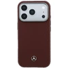 Dėklas Mercedes Leather Semi Wrap Wood Effect MagSafe skirtas iPhone 18 Pro / 17 Pro burgundy