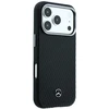 Dėklas Mercedes Leather Semi Wrap Wood Effect MagSafe skirtas iPhone 18 Pro Max / 17 Pro Max juodas