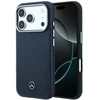 Dėklas Mercedes Leather Semi Wrap Wood Effect MagSafe Case for iPhone 17 Pro Max - Navy Mėlyna