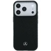 Dėklas Mercedes Leather Semi Wrap Wood Effect MagSafe skirtas iPhone 18 Pro Max / 17 Pro Max juodas
