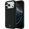 Dėklas Mercedes Leather with Crossed Lines MagSafe do iPhone 17 Pro Max juoda