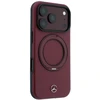 Dėklas Mercedes Leather with Ring Stand MagSafe do iPhone 18 Pro Max / 17 Pro Max bordo spalvos