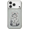 Dėklas NIMMY case LUCKY FASHION CAT compatible with MagSafe for IPHONE 18 Pro Max/17 Pro Max pilkas
