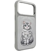 Dėklas NIMMY case LUCKY FASHION CAT compatible with MagSafe for IPHONE 18 Pro/17 Pro pilkas