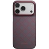 Dėklas PITAKA Edge Argyle MagSafe, skirtas iPhone 18 Pro / 17 Pro, mėlynas-raudonas