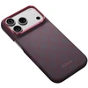 Dėklas PITAKA Edge Argyle MagSafe, skirtas iPhone 18 Pro / 17 Pro, mėlynas-raudonas