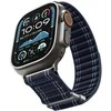 „Spigen Fabric Band“ apyrankė su lipdukais ir kilpelėmis, tamsiai mėlyna - „Apple Watch 49mm/46mm/45mm/44mm“