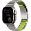 Dirželis UNIQ Strova Flex do Apple Watch 44/45/46/49mm Series 1/2/3/4/5/6/7/8/9/10/11/SE/SE2/SE3/Ultra/Ultra 2/Ultra 3 sidabrinė ir šviesiai žalia