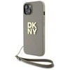 Dėklas Apple iPhone 13 / 14 / 15 DKNY Hardcase Wrist Strap Stock logotipas (DKHCP15SPBSWSE) smėlio spalvos