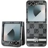 DKNY PU Leather Checkered Pattern and Stripe Samsung Galaxy Z Flip6 dėklas telefonui juodos spalvos