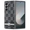 DKNY PU Leather Checkered Pattern and Stripe Samsung Galaxy Z Fold6 dėklas telefonui juodos spalvos
