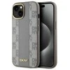 Dėklas Apple iPhone 14 DKNY odinis languotas monofoninis raštas MagSafe (DKHMP14SPCPVSLE) smėlio spalvos
