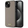 DKNY DKHMP15SPGHLME Apple iPhone 15 6.1" dėklas telefonui gelsvas Grained Metal Logo MagSafe