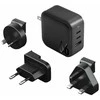 ENERGEA Laidinis įkroviklis 1xUSB+2xUSB-CPD-PPS-QC 3.0 66W 2C1A juodos spalvos US+EU Travelite GAN66