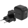 ENERGEA Laidinis įkroviklis 2xUSB-C PD-PPS 45W 2C juodos spalvos US+EU Travelite GAN45