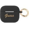 Guess Apsauginis dėklas GUA3SSSK silikoninis Vintage Script, skirtas AirPods 3 juodas