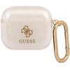 Guess apsauginis dėklas GUA3UCG4GD Glitter Collection, skirtas AirPods 3 smėlio spalvos