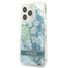 Apple iPhone 13 Pro Guess dėklas Flower Liquid Glitter (GUHCP13LLFLSN) žalios spalvos