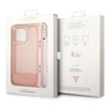 Apple iPhone 14 Pro Guess dėklas Translucent Pearl Strap rožinės spalvos