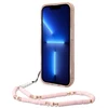 Apple iPhone 14 Pro Guess dėklas Translucent Pearl Strap rožinės spalvos