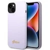 „Guess“ silikoninis vintažinis auksinis logotipo dėklas iPhone 14 / 15 Plus - Violetinė