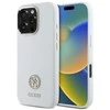 Guess GUHCP16LM4DGPH Apple iPhone 16 Pro 6.3" dėklas telefonui baltos spalvos Silikoninis Logo Strass 4G
