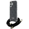 Guess GUHCP16SHC4SEK Apple iPhone 16 6.1" dėklas telefonui juodos spalvos Crossbody Cord 4G Print