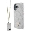 Apple iPhone 16 Guess Leather Metal Logo Strass Crossbody + Dirželis (GUHCP16SP4TDSCPP) dėklas telefonui rožinės spalvos