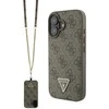 Apple iPhone 16 Guess Leather Metal Logo Strass Crossbody + Dirželis (GUHCP16SP4TDSCPW) dėklas telefonui rudos spalvos