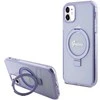 Guess GUHMN61HRSGSU Apple iPhone 11 / Xr 6.1″ violetinės spalvos kietas dėklas Ring Stand Script Glitter MagSafe