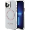 Guess GUHMP12MHTRMP Apple iPhone 12/12 Pro 6.1″ rožinės spalvos kietas dėklas Metal Outline Magsafe