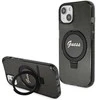 Guess GUHMP13MHRSGSK Apple iPhone 13 / 14 / 15 6.1″ juodos spalvos kietas dėklas Ring Stand Script Glitter MagSafe