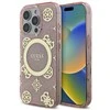 Guess GUHMP16LH4PYEEP Apple iPhone 16 Pro 6.3″ rožinės spalvos kietas dėklas IML Peony On 4G Background MagSafe