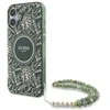 Guess GUHMP16SHCPOFPA Apple iPhone 16 6.1" dėklas telefonui žalios spalvos hardcase IML Flowers Allover Electro With Pearl Strap MagSafe