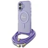 Guess GUHMP16SHCTSGNSU Apple iPhone 16 6.1" dėklas telefonui violetinės spalvos Crossbody Cord Script MagSafe