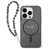 Guess IML Glitter With Pearl Strap MagSafe case Apple iPhone 16 - dėklas telefonui juodos spalvos