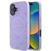 Guess Saffiano Peony Stamp MagSafe Apple iPhone 16 dėklas telefonui violetinės spalvos