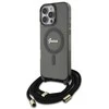 Guess GUHMP16XHCTSGNSK Apple iPhone 16 Pro Max 6.9″ juodos spalvos kietas dėklas Crossbody Cord Script MagSafe
