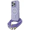 Guess GUHMP16XHCTSGNSU Apple iPhone 16 Pro Max 6.9″ violetinės spalvos kietas dėklas Crossbody Cord Script MagSaf