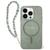 Guess IML Glitter With Pearl Strap MagSafe - dėklas skirtas Apple iPhone 16 Pro Max Žalias